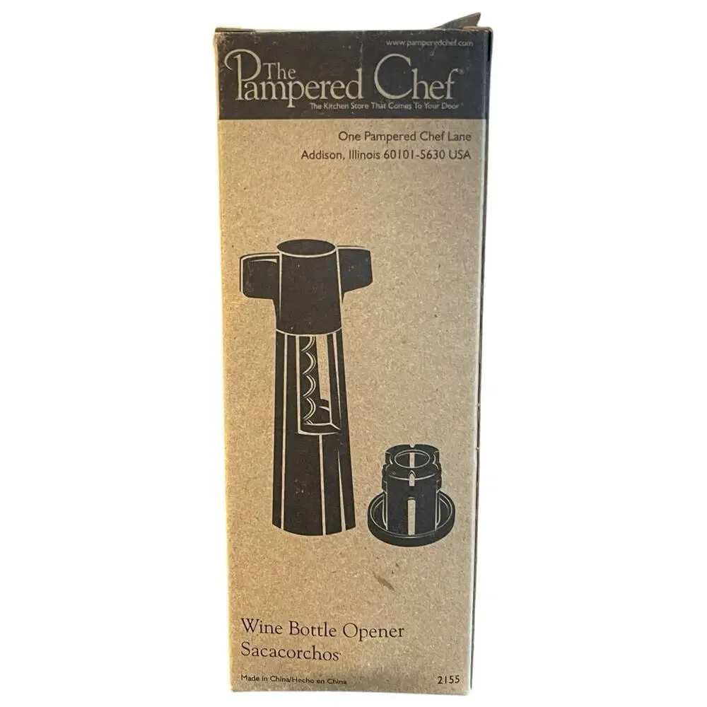 PAMPERED CHEF Wine Bottle Corkscrew Opener Black RETIRED 2155